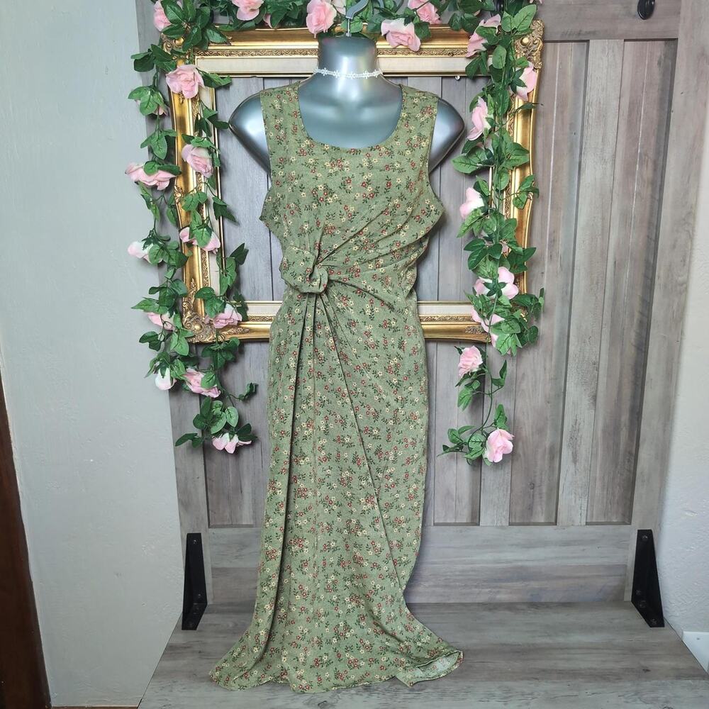 Cottagecore Green Floral Maxi Dress size 10